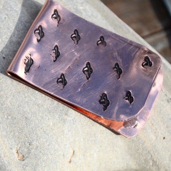 Solid Copper Money Clip Saturn Handmade Rustic Men Planet Gift Usher Father Dad - Picture 7 of 11